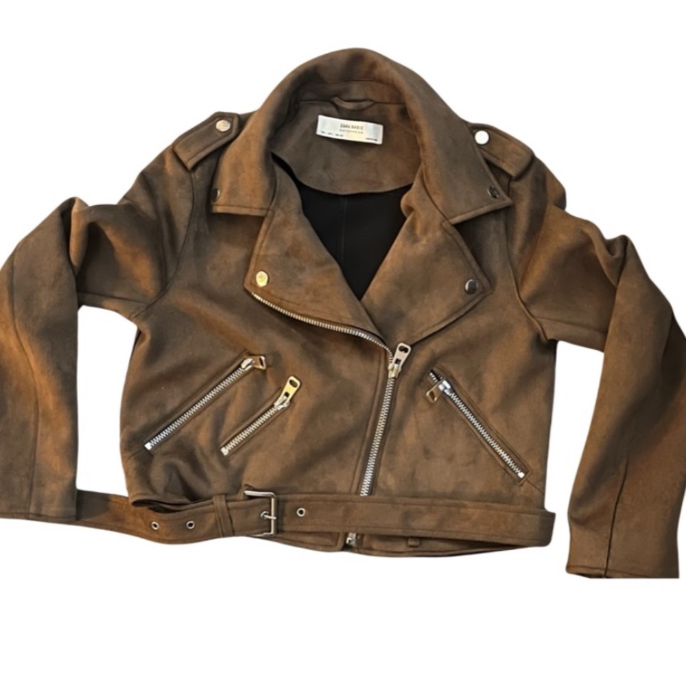 Zara Basic Faux Suede Moto Jacket